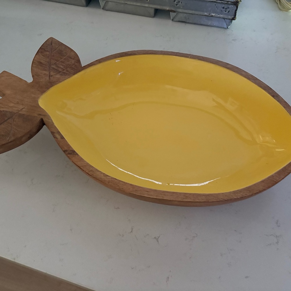 Lemon-Shaped Wooden Bowl